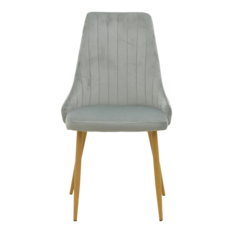 Chair Azori pakoworld velvet grey fabric with natural color metal leg 49x55x85cm