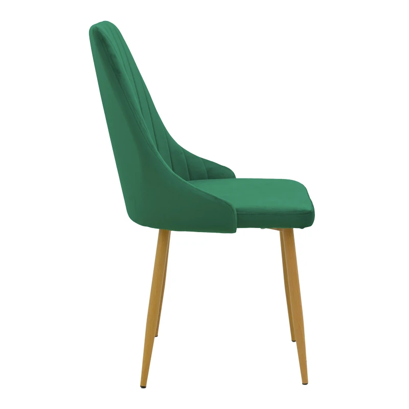Chair Azori pakoworld velvet green fabric with natural color metal leg 49x55x85cm