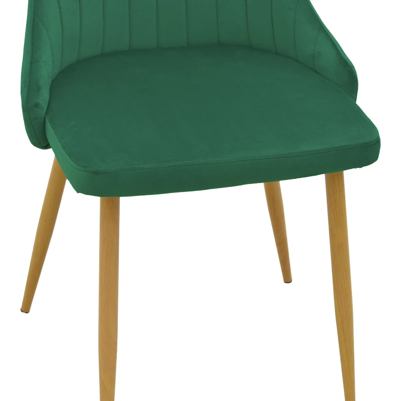 Chair Azori pakoworld velvet green fabric with natural color metal leg 49x55x85cm