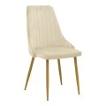 Chair Azori pakoworld velvet beige fabric with natural color metal leg 49x55x85cm