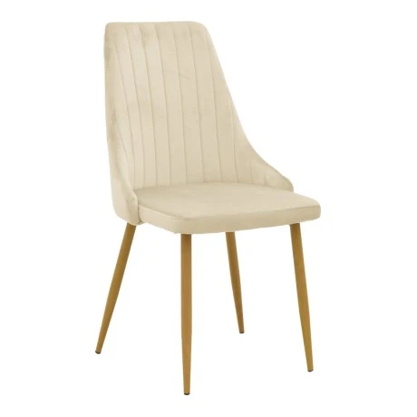 Chair Azori pakoworld velvet beige fabric with natural color metal leg 49x55x85cm