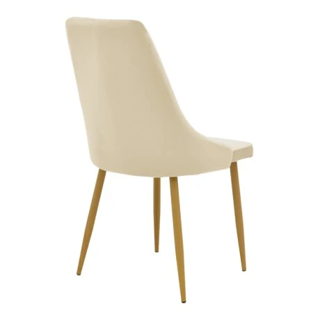 Chair Azori pakoworld velvet beige fabric with natural color metal leg 49x55x85cm