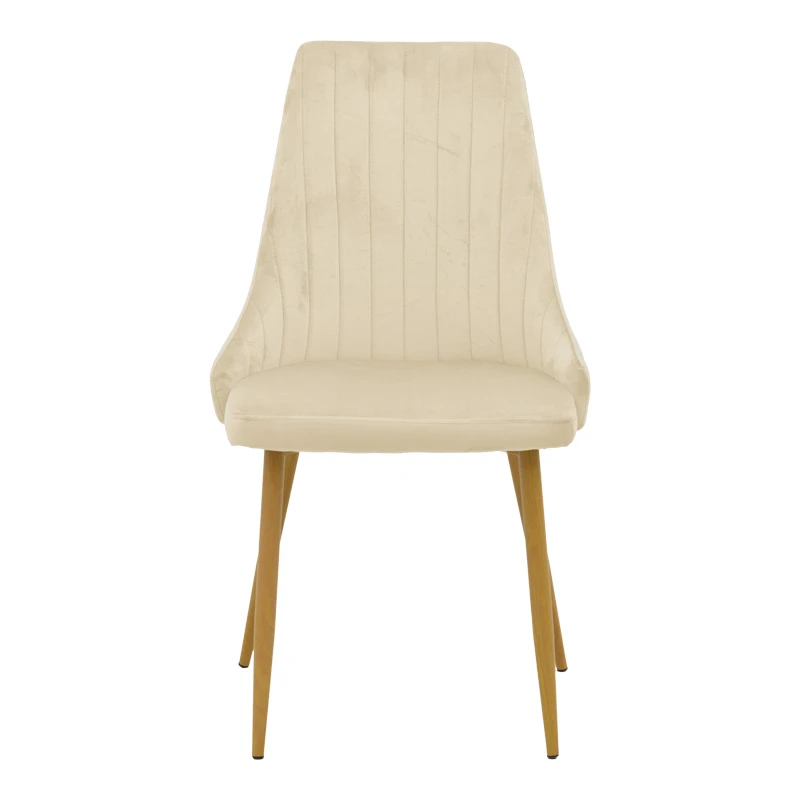 Chair Azori pakoworld velvet beige fabric with natural color metal leg 49x55x85cm