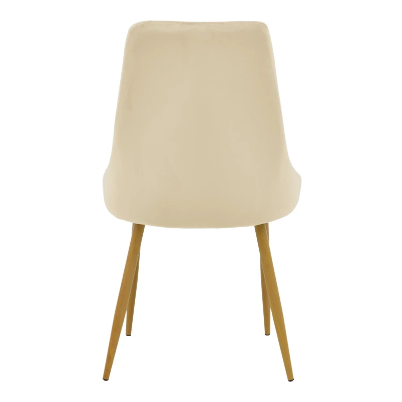 Chair Azori pakoworld velvet beige fabric with natural color metal leg 49x55x85cm