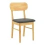 Chair Bedona pakoworld natural color rubberwood and black pu cushion 47x46x80cm