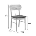 Chair Bedona pakoworld natural color rubberwood and black pu cushion 47x46x80cm