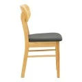 Chair Bedona pakoworld natural color rubberwood and black pu cushion 47x46x80cm