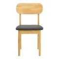 Chair Bedona pakoworld natural color rubberwood and black pu cushion 47x46x80cm