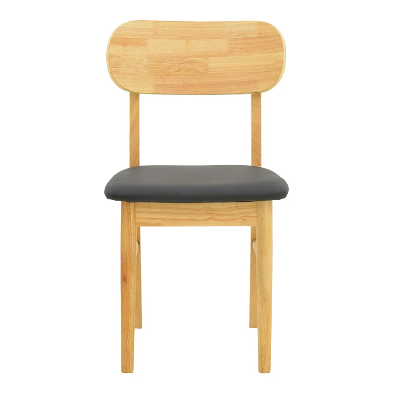 Chair Bedona pakoworld natural color rubberwood and black pu cushion 47x46x80cm