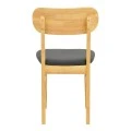 Chair Bedona pakoworld natural color rubberwood and black pu cushion 47x46x80cm