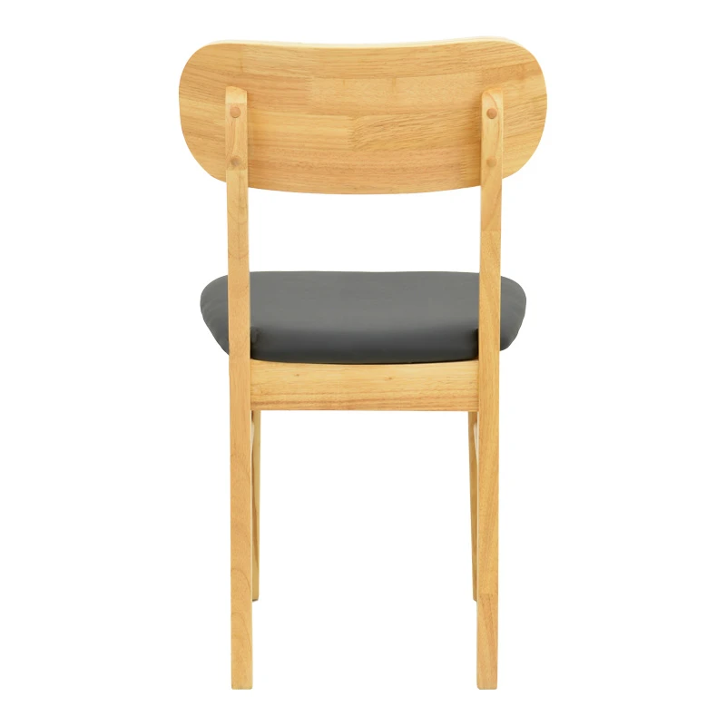 Chair Bedona pakoworld natural color rubberwood and black pu cushion 47x46x80cm