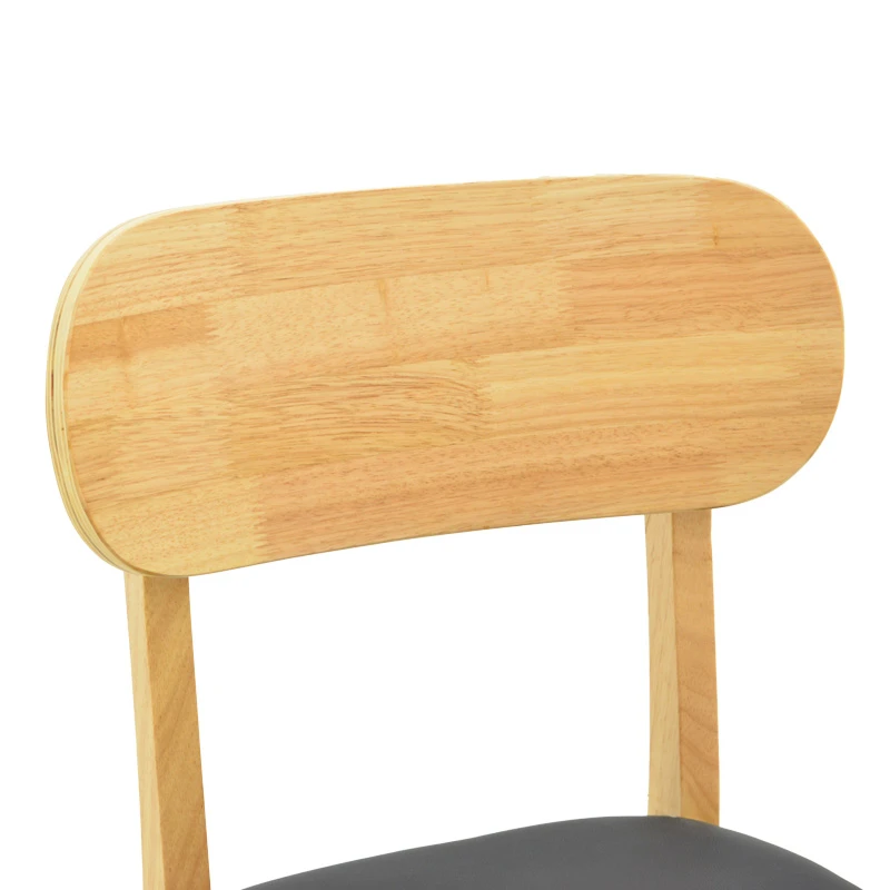 Chair Bedona pakoworld natural color rubberwood and black pu cushion 47x46x80cm
