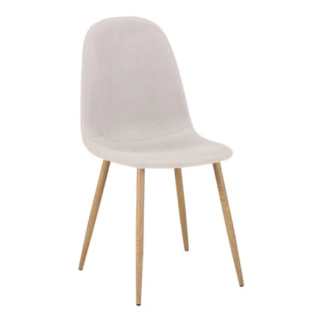 Dining chair Bella pakoworld light grey fabric and natural color metal leg 43.5x52x89cm
