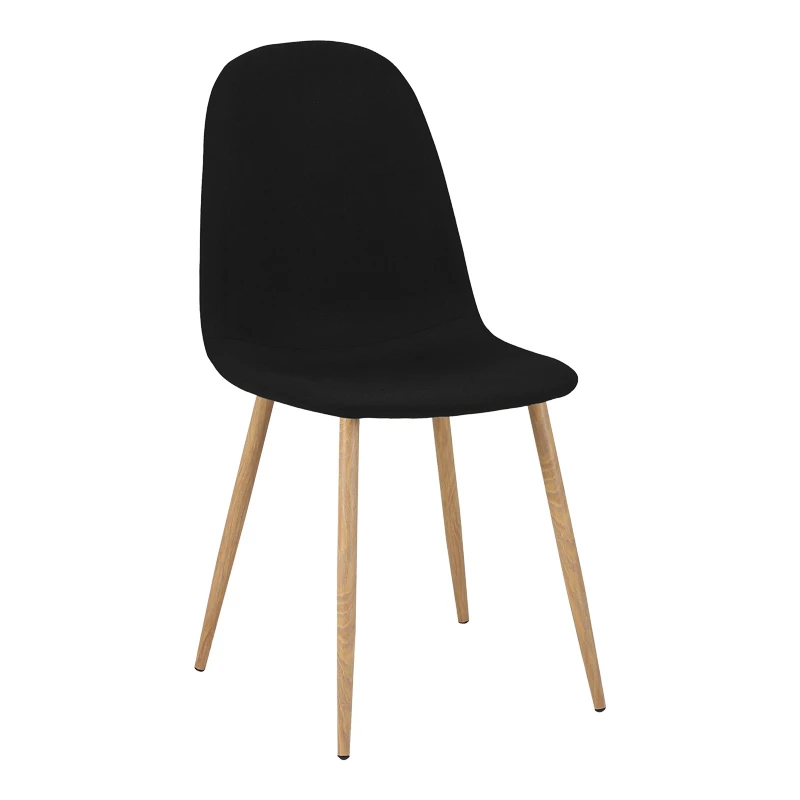 Dining chair Bella pakoworld black fabric and natural metal leg 43.5x52x89cm