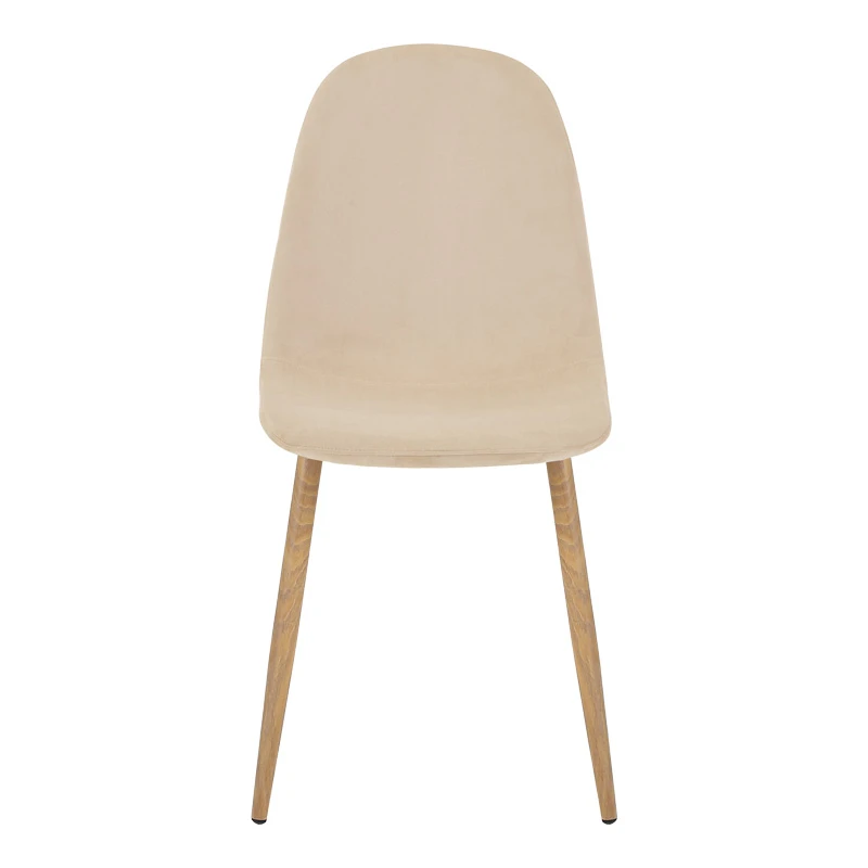 Dining chair Bella pakoworld velvet in natural color and natural metal leg 43.5x52x89cm