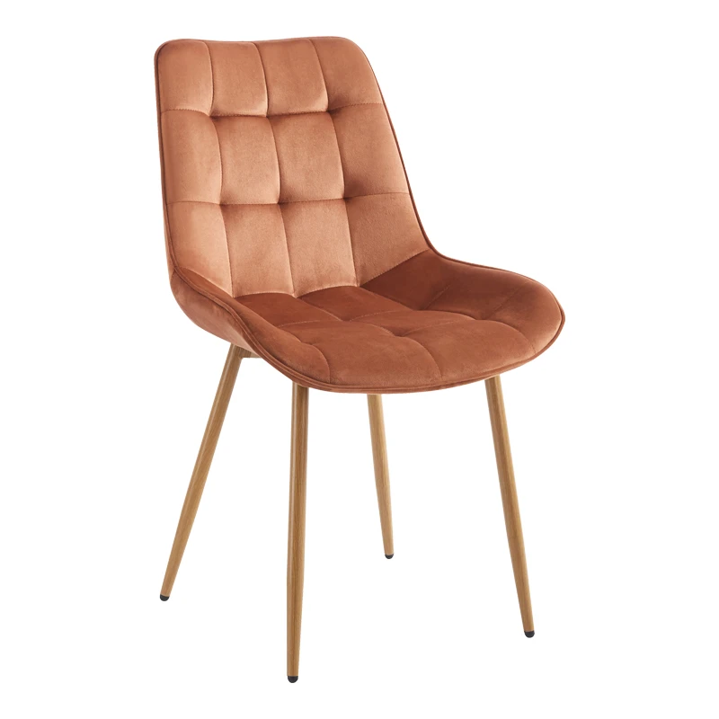 Berne chair pakoworld brown velvet-leg in natural shade 53x62x84cm