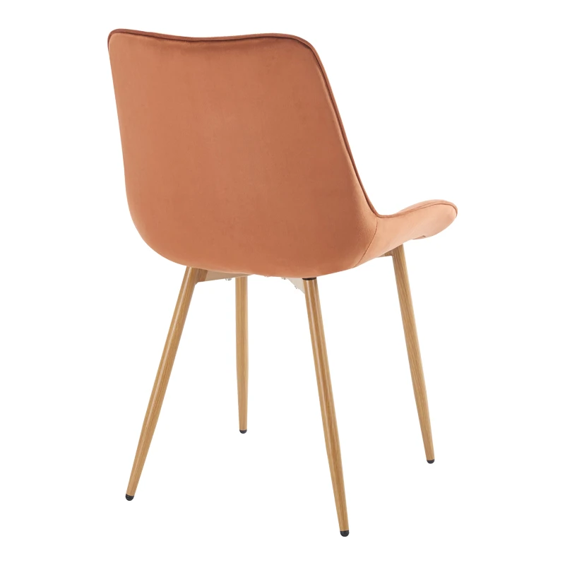 Berne chair pakoworld brown velvet-leg in natural shade 53x62x84cm