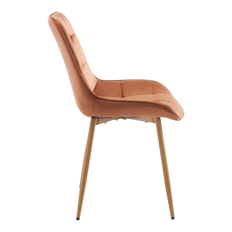 Berne chair pakoworld brown velvet-leg in natural shade 53x62x84cm