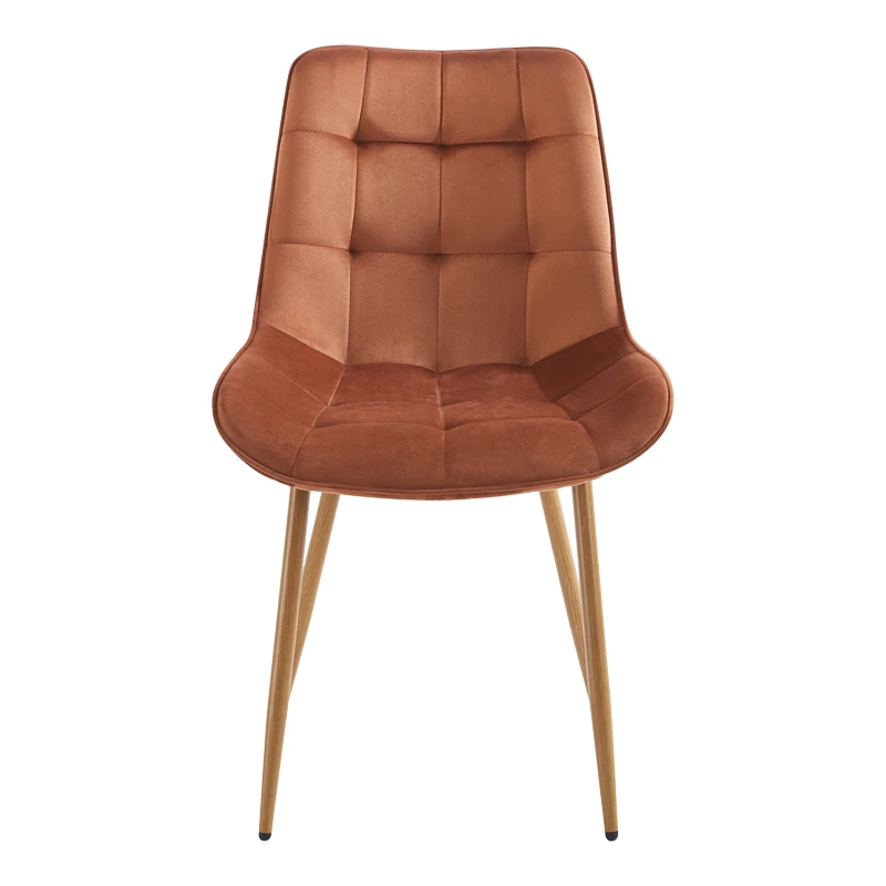 Berne chair pakoworld brown velvet-leg in natural shade 53x62x84cm
