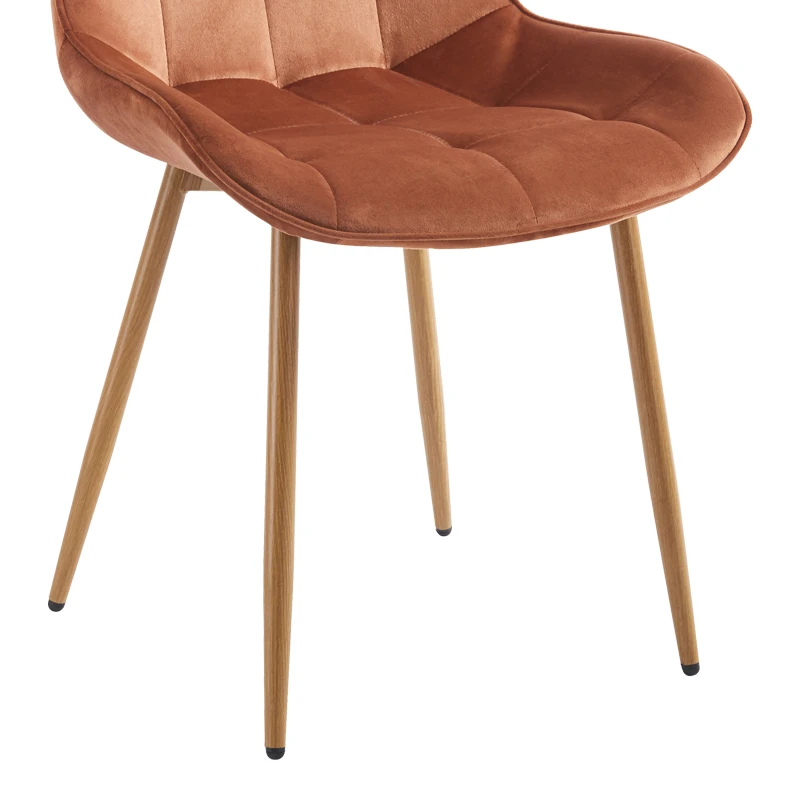 Berne chair pakoworld brown velvet-leg in natural shade 53x62x84cm