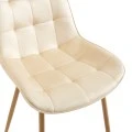 Berne chair pakoworld cream velvet-leg in natural shade 53x62x84cm