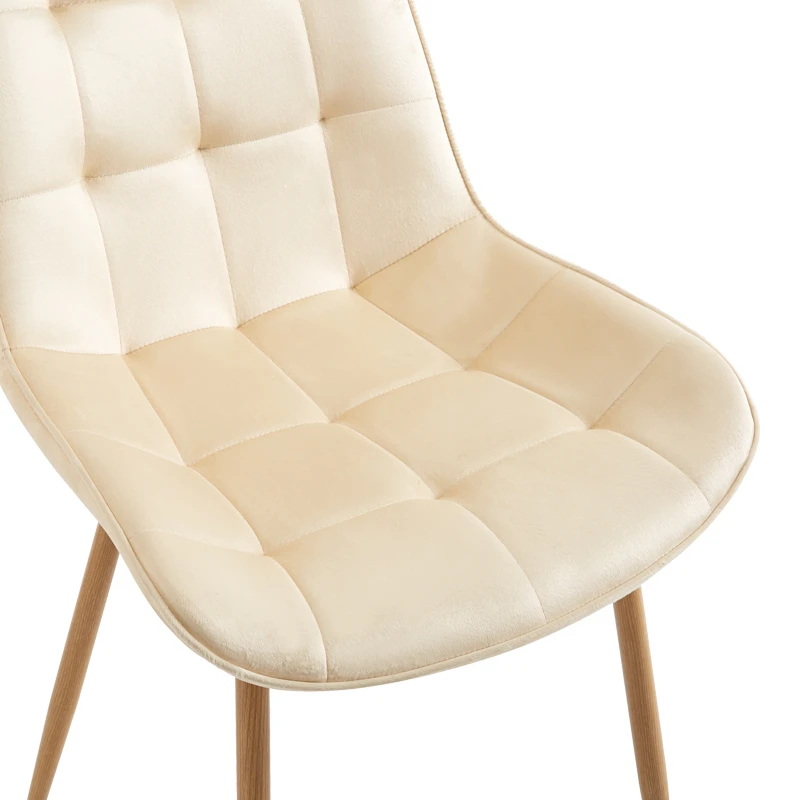 Berne chair pakoworld cream velvet-leg in natural shade 53x62x84cm