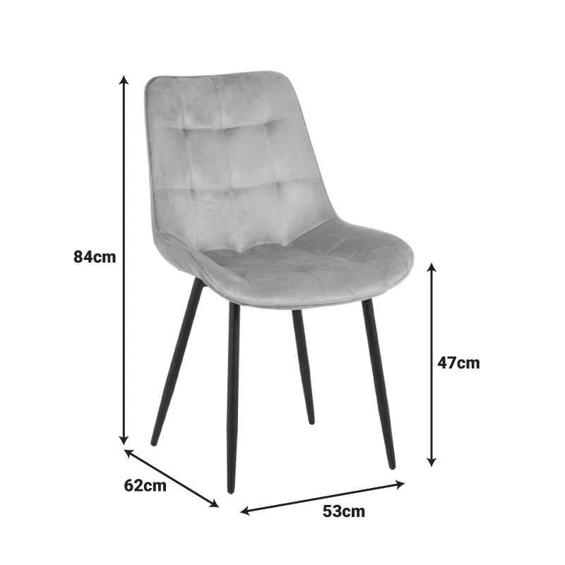 Berne chair pakoworld velvet in anthracite shade 53x62x84cm
