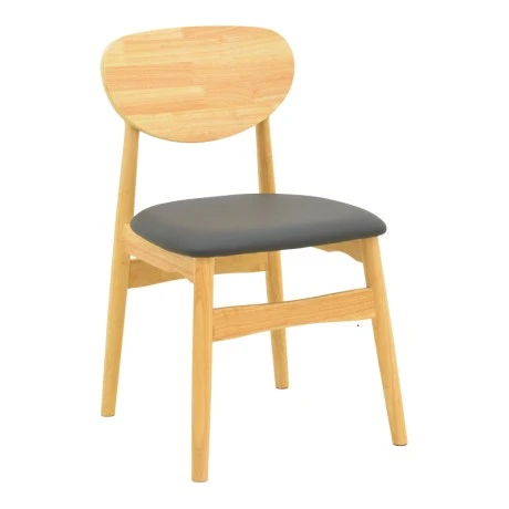 Cardith chair pakoworld rubberwood-plywood in natural shade-pu black 48x51x78cm