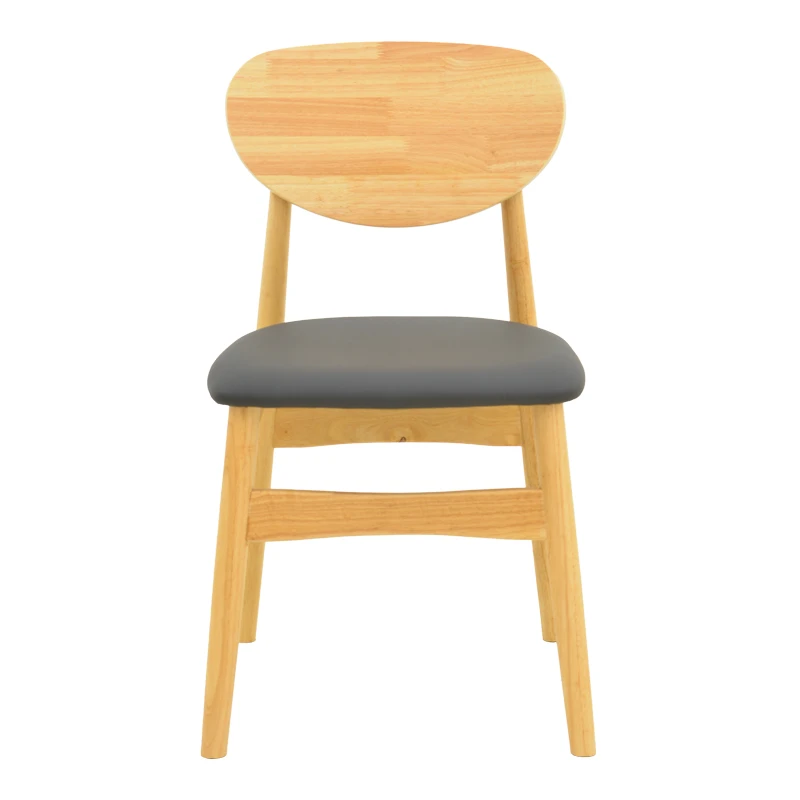 Cardith chair pakoworld rubberwood-plywood in natural shade-pu black 48x51x78cm