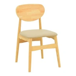 Cardith chair pakoworld rubberwood-plywood in natural shade-pu beige 48x51x78cm