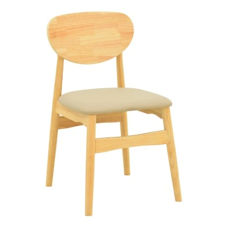 Cardith chair pakoworld rubberwood-plywood in natural shade-pu beige 48x51x78cm