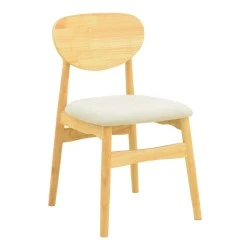 Cardith chair pakoworld rubberwood-plywood in natural shade-grey beige fabric 48x51x78cm