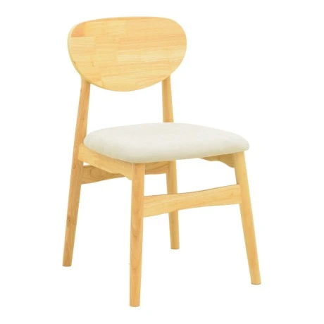 Cardith chair pakoworld rubberwood-plywood in natural shade-grey beige fabric 48x51x78cm