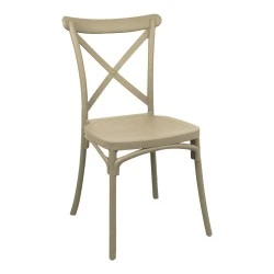 Stackable Crossie pakoworld pp chair cappuccino 43x53x88cm Stackable Crossie pakoworld pp chair cappuccino 43x53x88cm