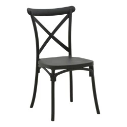 Stackable Crossie pakoworld pp chair black 43x53x88cm Stackable Crossie pakoworld pp chair black 43x53x88cm