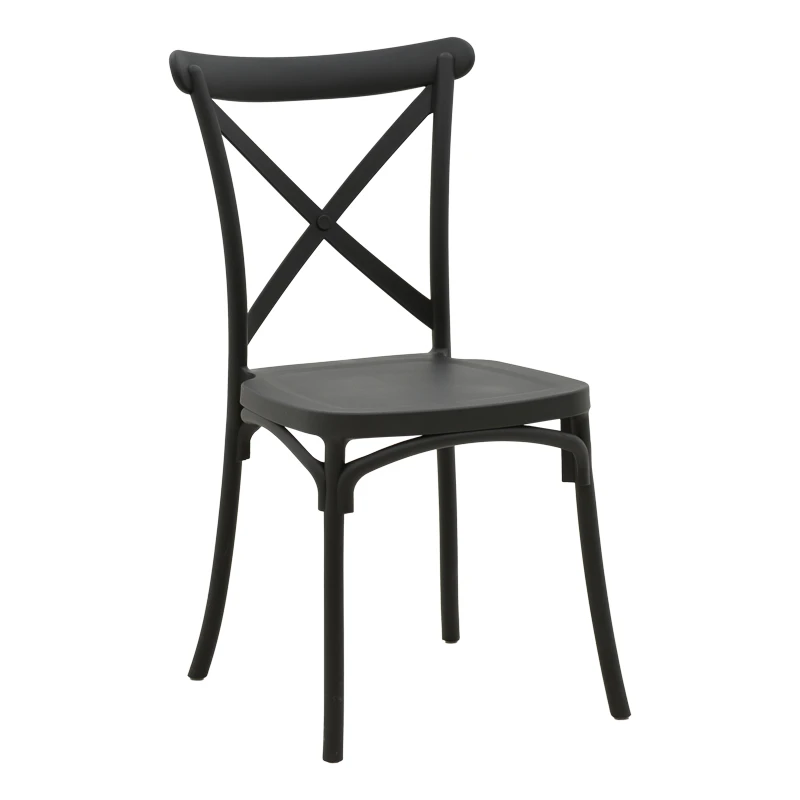 Stackable Crossie pakoworld pp chair black 43x53x88cm