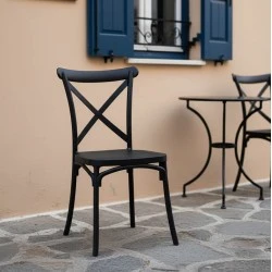 Stackable Crossie chair pakoworld pp in dark grey shade 41x46x84cm