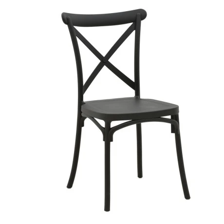 Stackable Crossie chair pakoworld pp in dark grey shade 41x46x84cm