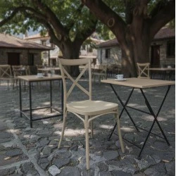 Καρέκλα Crossie pakoworld στοιβαζόμενη pp σε απόχρωση cappucino 41x46x84εκ