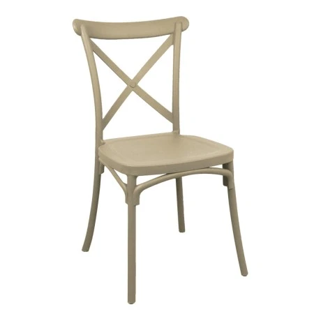Stackable Crossie chair pakoworld pp in cappuccino shade 41x46x84εκ