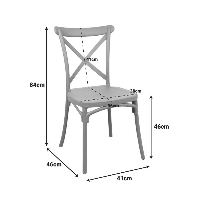 Crossie pakoworld pp chair in white shade 38x46.5x82cm