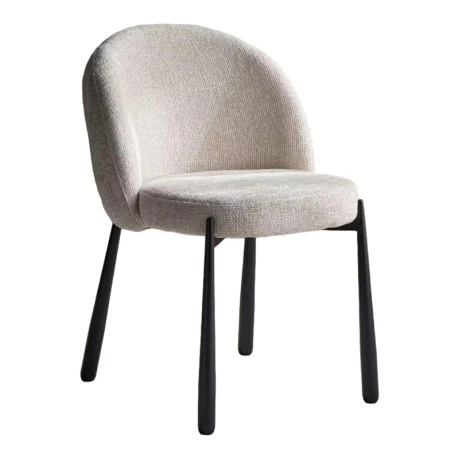 Denna chair pakoworld beige fabric-black metal legs 52x60x85cm