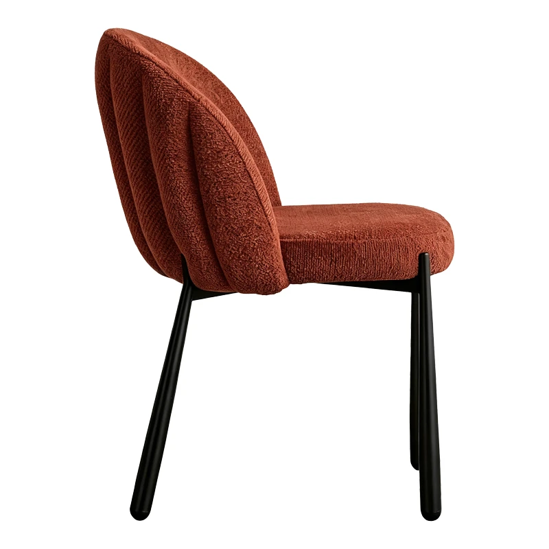 Denna chair pakoworld terracotta fabric-black metal legs 52x60x85cm