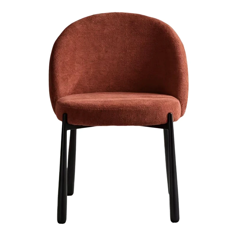 Denna chair pakoworld terracotta fabric-black metal legs 52x60x85cm