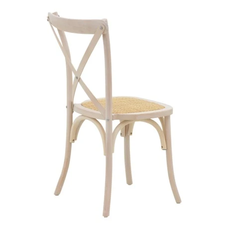Chair Dylon pakoworld stackable white wash beech wood-rattan natural seat 48x52x89cm