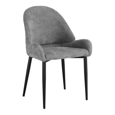 Chair Finda pakoworld grey fabric with black metal leg 59x54x86.5cm