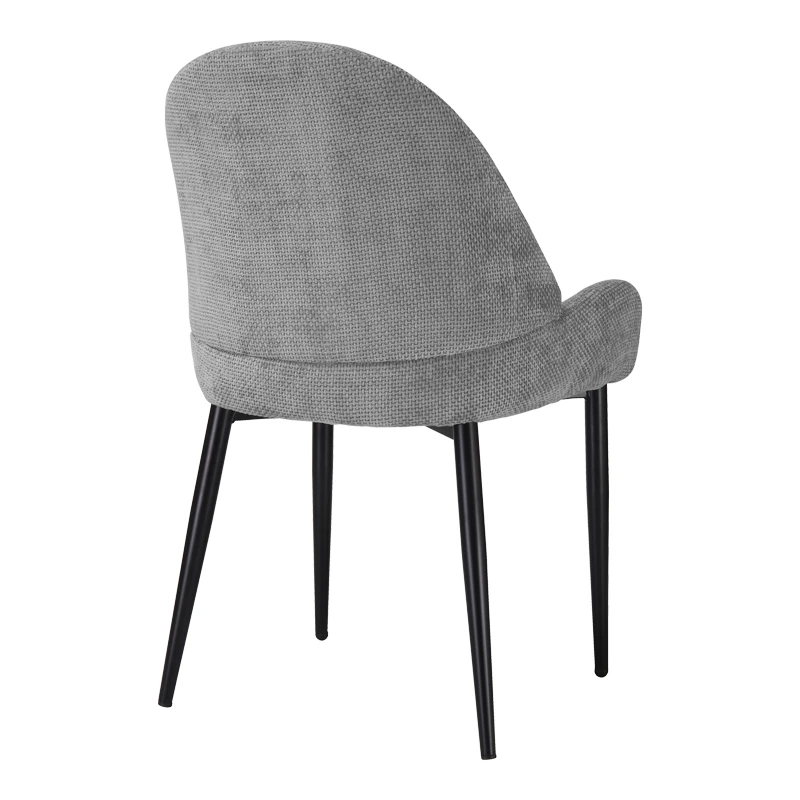 Chair Finda pakoworld grey fabric with black metal leg 59x54x86.5cm