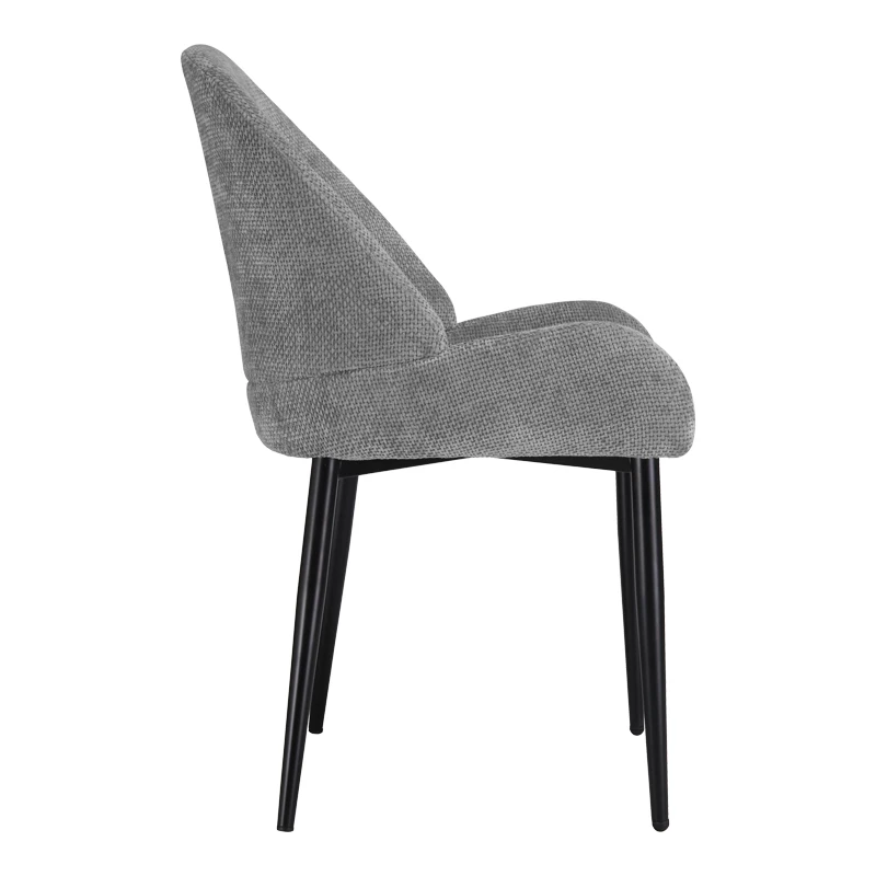Chair Finda pakoworld grey fabric with black metal leg 59x54x86.5cm
