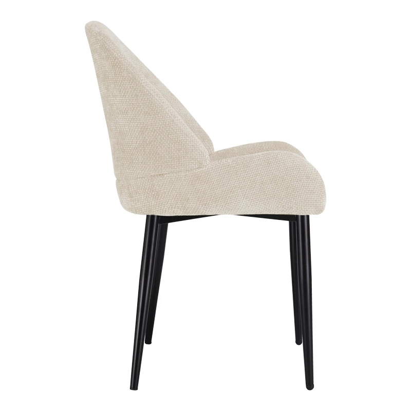 Chair Finda pakoworld white fabric with black metal leg 59x54x86.5cm