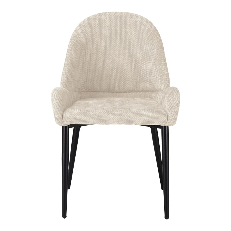 Chair Finda pakoworld white fabric with black metal leg 59x54x86.5cm
